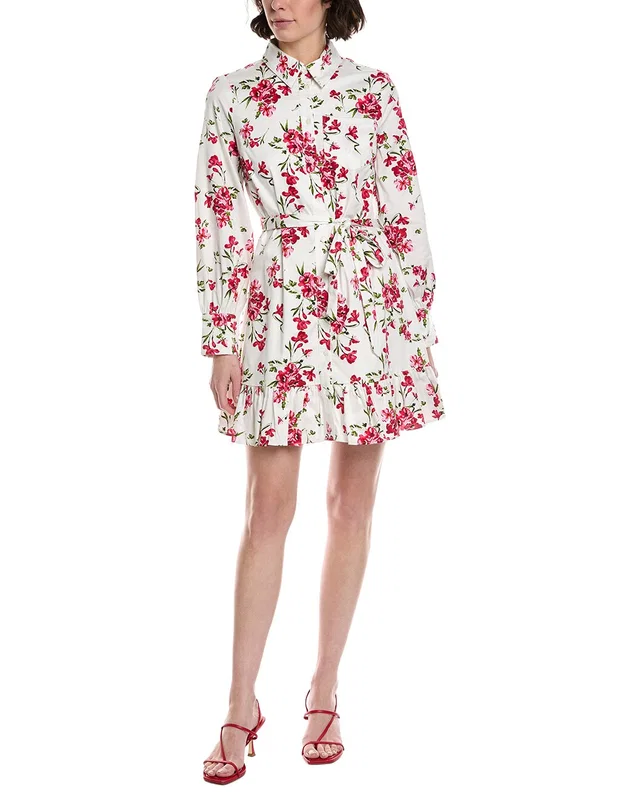 CeCe Collared Button-Down Ruffle Hem Mini Dress, image 1 of 1 from Gilt