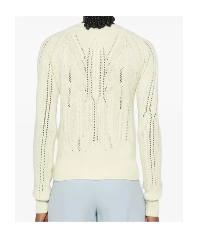 Ermanno Scervino cable-knit pointelle-detail cardigan, photo 3 of 5 from SENSER