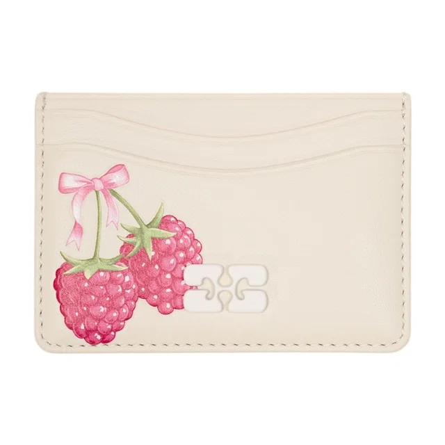 GANNI Bou Card Case — Cream Calfskin Cases in White Calfskin from HEWI