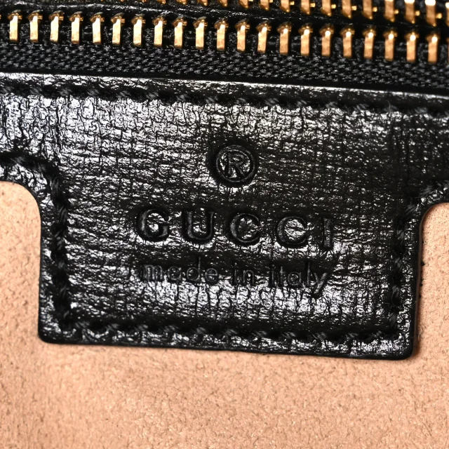 Gucci Textured Calfskin Small Horsebit 1955 Shoulder Bag Black in Black Calfskin from FASHIONPHILE, photo 6 of 11