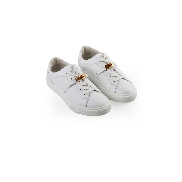 Hermès Day Sneakers White Size 39.5 in White Leather from The Purse Affair