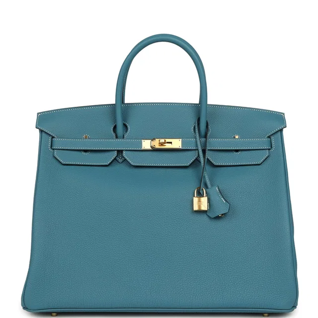 Hermès Birkin 40 Blue Jean Togo Gold Hardware in Blue Togo leather from Madison Avenue Couture