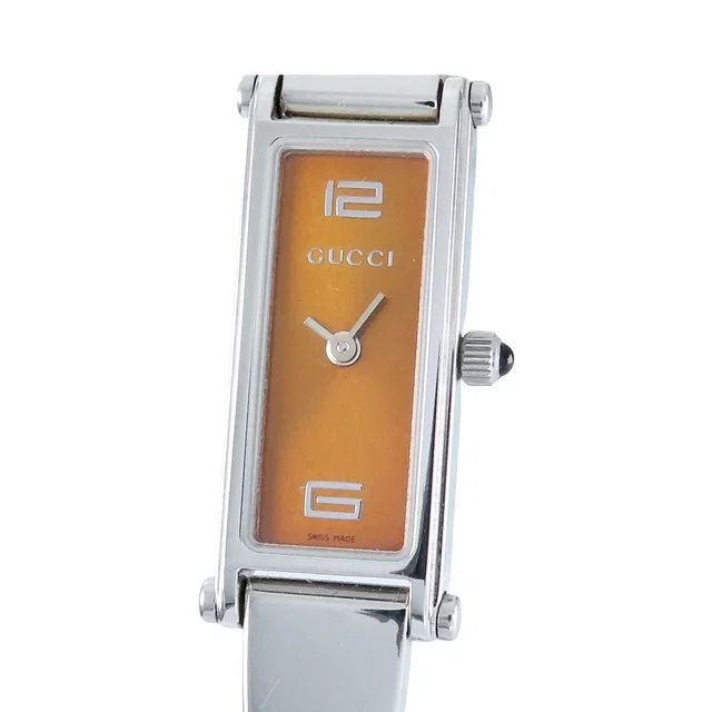 Gucci Bangle Watch L Brown SS Square Quartz Battery Powered in Brown from The Reluxe