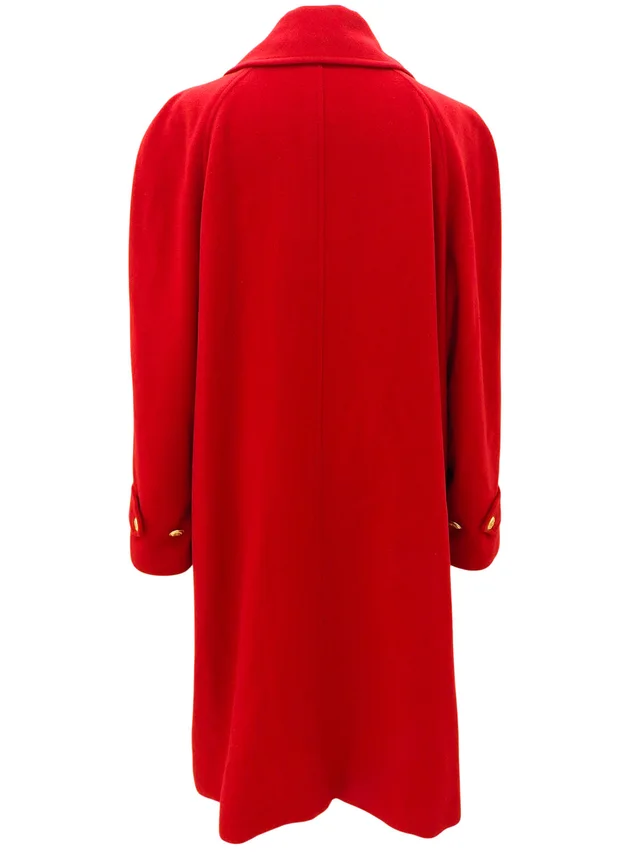 Chanel カシミアCCマークボタンロングコート レッド from VINTAGE QOO TOKYO, photo 2 of 2