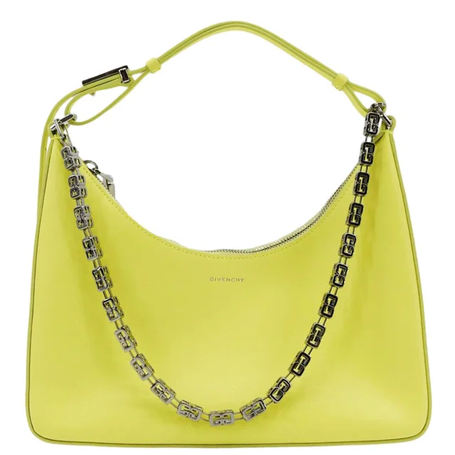 Givenchy Moon Cut Out Small Leather Hobo Bag Neon Yellow in Yellow Leather from Dallas Designer Handbags
