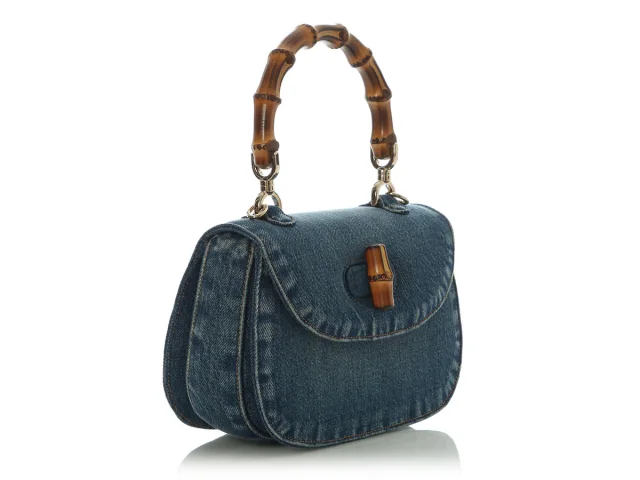 Gucci Small Denim Bamboo 1947 Top Handle Bag in Denim from Ann's Fabulous Finds, photo 5 of 9
