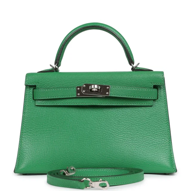 Hermès Kelly Sellier 20 Bambou Chevre Mysore Palladium Hardware in Goatskin from Madison Avenue Couture