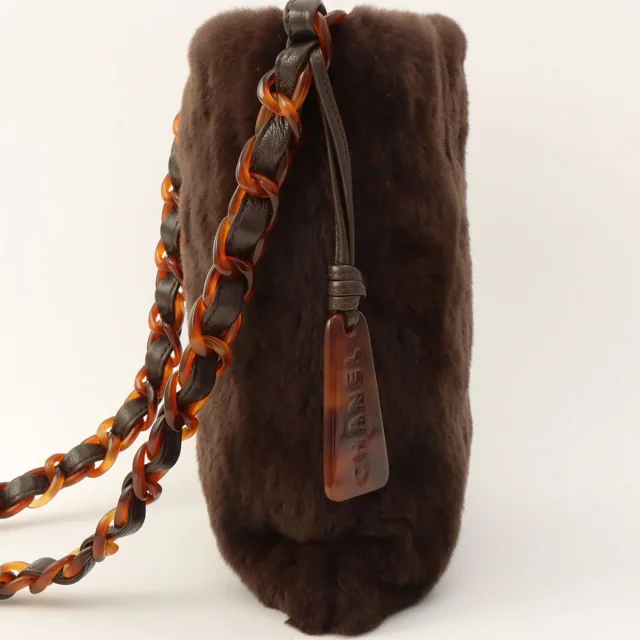 Chanel Around 1998, Lapin Farve brown marble pattern shoulder bag, dark brown from VINTAGE QOO TOKYO, photo 3 of 14