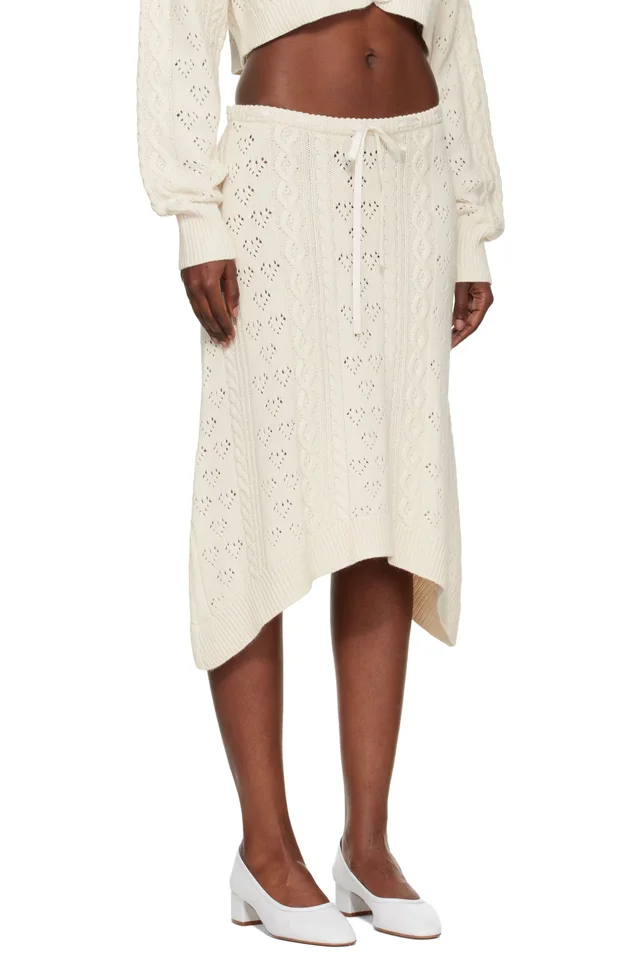 GUIZIO Off-White Noah Wool Cable Midi Skirt, photo 2 of 4 from SSENSE