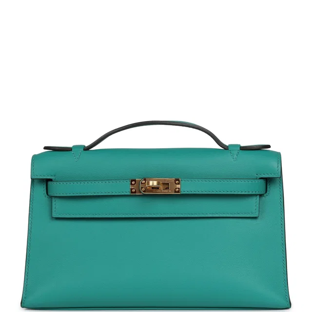 Hermès Kelly Pochette Vert Verone Swift Gold Hardware in Green Swift leather from Madison Avenue Couture