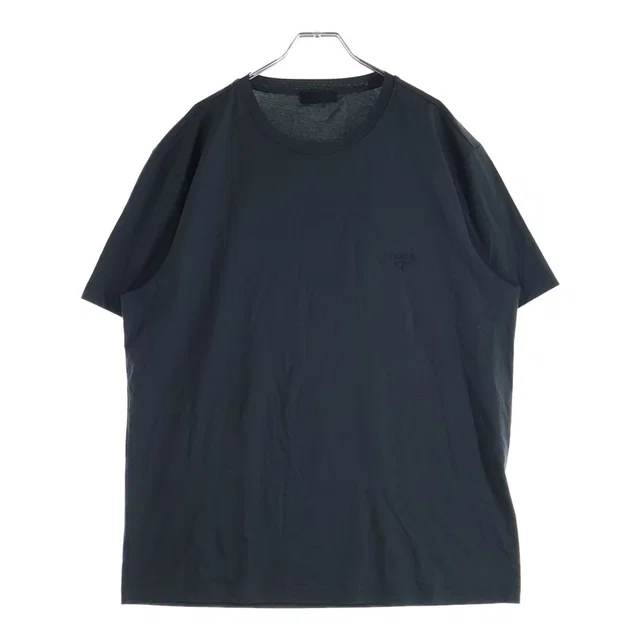 Prada Logo Embroidery Crew Neck Short Sleeve T-Shirt Gray in Grey from The Reluxe