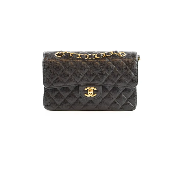 Chanel Small Classic Flap Caviar Black (microchipped) in Black Caviar leather from The Purse Affair
