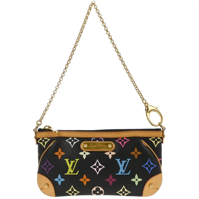 Louis Vuitton Black Multicolor Pochette Milla MM Handbag M60097 in Black Canvas from AMORE Vintage Tokyo