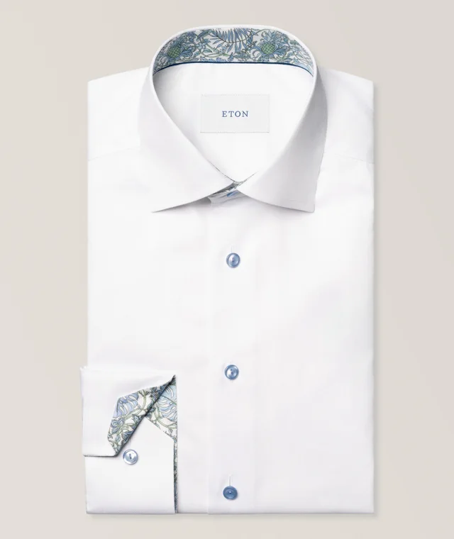 Contemporary-Fit Floral-Effect Dress Shirt in White, image 1 of 1 from Harry Rosen