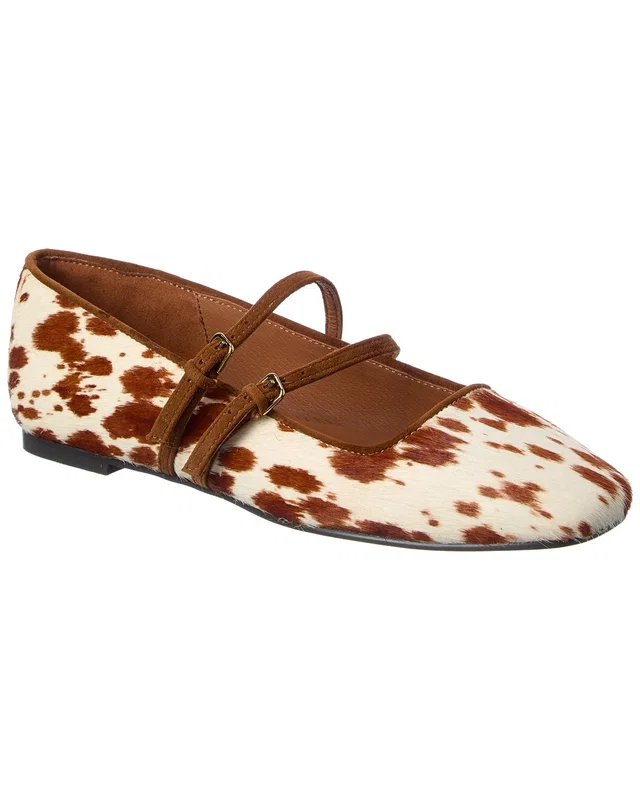 Madewell Greta Double Strap - Bringle Calf-Hair Flat, image 1 of 1 from Gilt