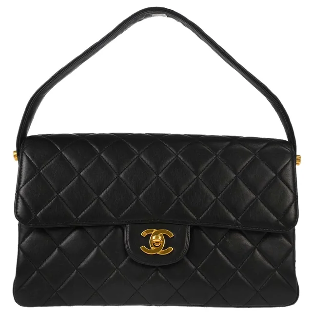 Chanel 1996-1997 Black Lambskin Double Sided Classic Flap Handbag in Black Lambskin from AMORE Vintage Tokyo