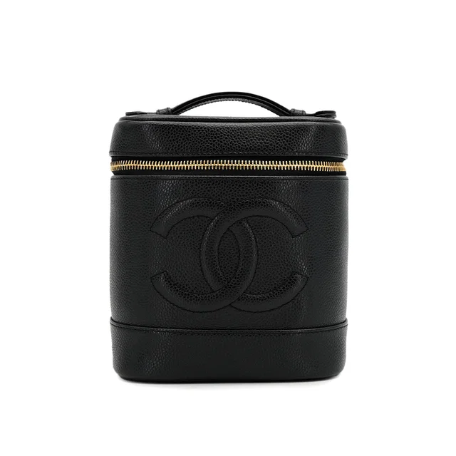 Chanel Vintage Vanity Hand Bag Black Caviar Skin in Black Caviar leather from Luxury Promise