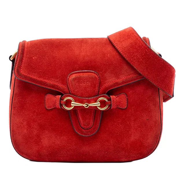 Red Gucci Medium Suede Lady Web Crossbody in Red Suede from Designer Revival