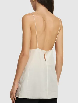 Khaite V-Neck Top in 53% Silk, 47% Cotton, photo 3 of 5 from LUISAVIAROMA