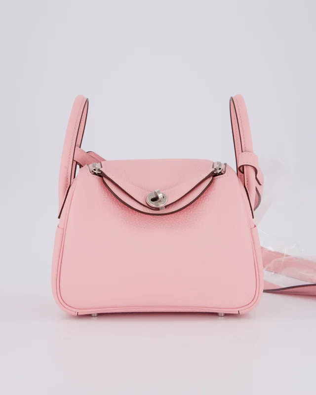 SUPER HOT* Hermès Mini Lindy II Bag in Pink Clemence leather from Sellier