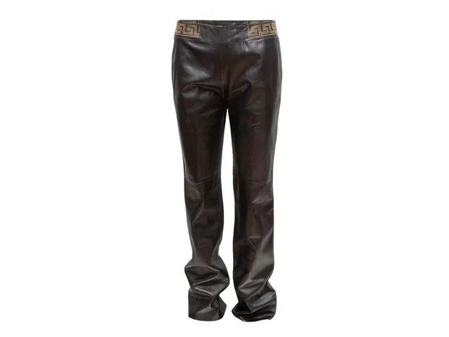 Black Versace Jeans Couture Studded Leather Pants Size IT 44 in Black Leather from Designer Revival