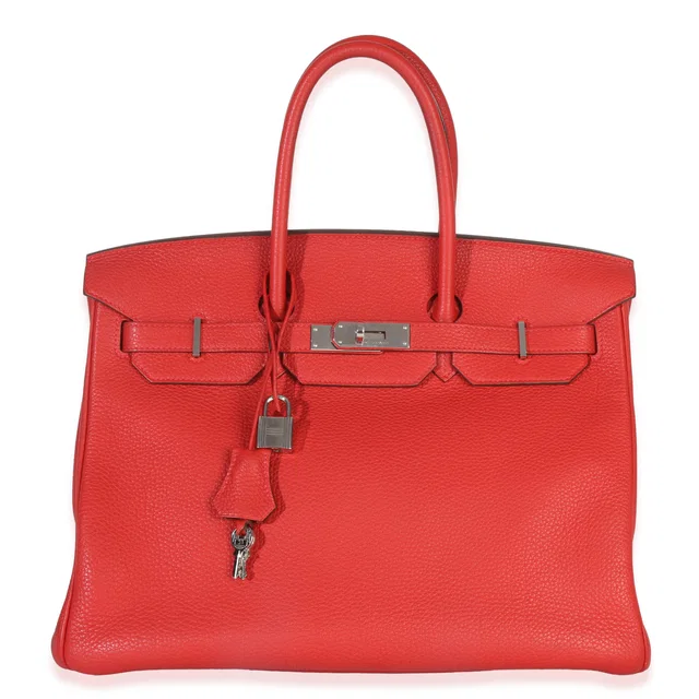 Hermès Rouge Casaque Togo Birkin 35 Phw Red Leather Handbag in Red Togo leather from HEWI