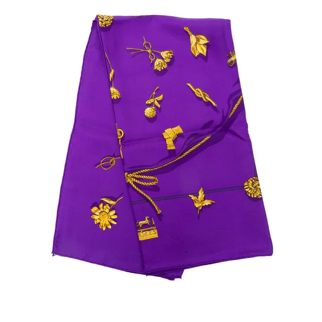 Purple Hermès Clips Silk Scarf 90 Scarves in Purple Silk from Designer Revival