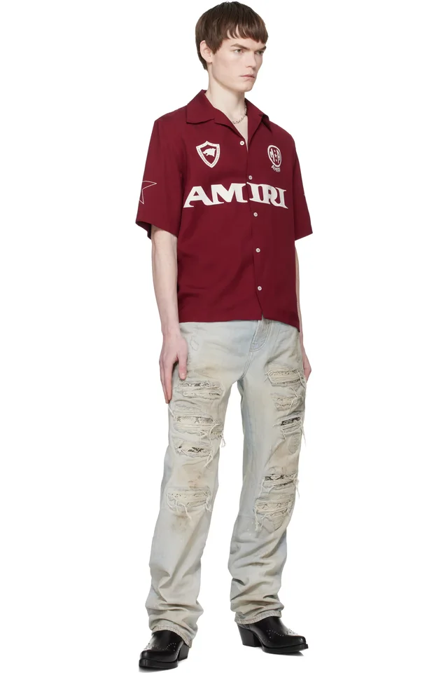 AMIRI Blue Snake Thrasher Straight Jeans, photo 4 of 4 from SSENSE