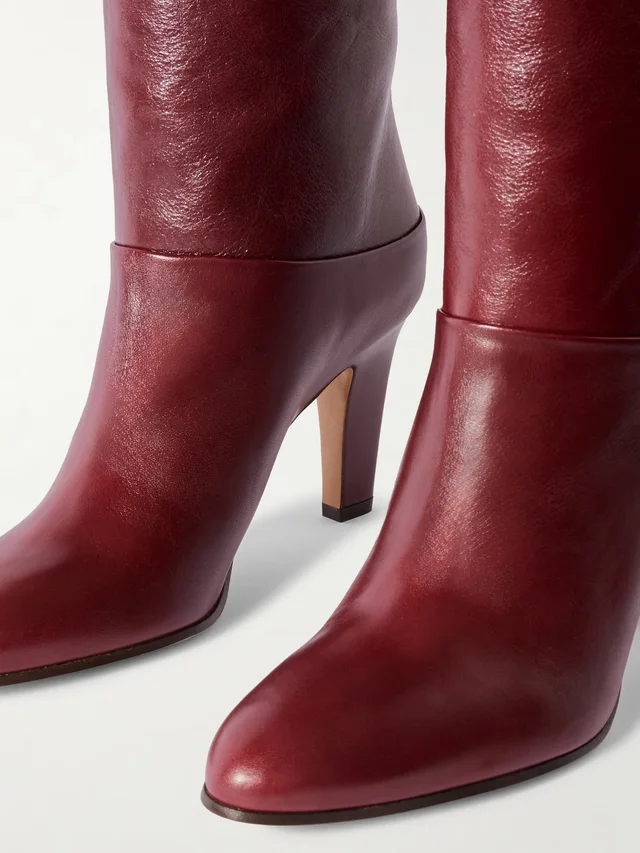 CHLOÉ Eve leather over-the-knee boots in burgundy 100% Leather, photo 4 of 4 from NET-A-PORTER (Canada)
