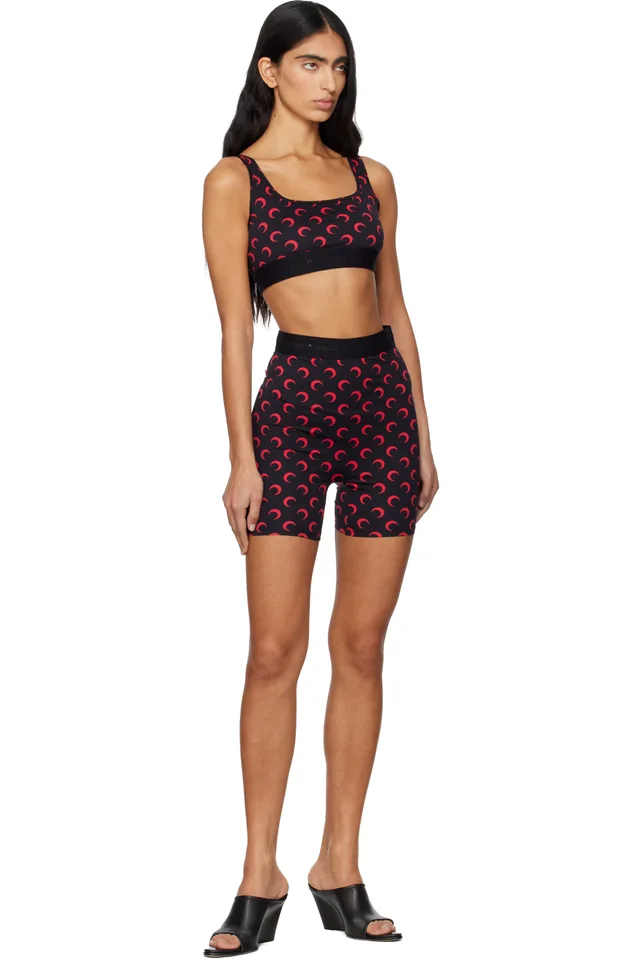Marine Serre SSENSE Exclusive Black Recycled Moon Jersey Sport Bra, photo 4 of 4 from SSENSE