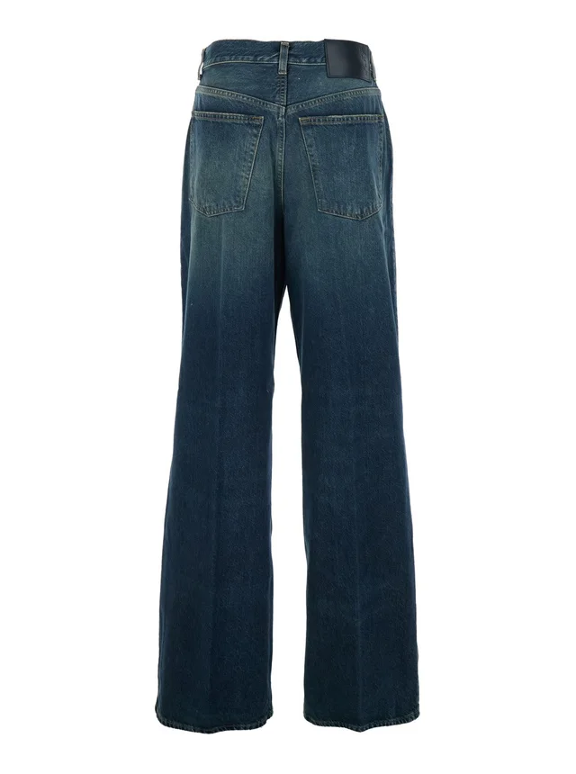 HAIKURE Blue Jeans with Logo Patch on the Back and Faded Effect in Blue Denim for Women in Blue, photo 4 of 6 from Gaudenzi Boutique