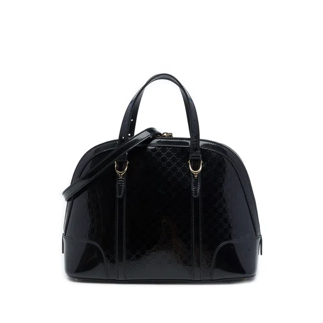 Black Gucci Small Microguccissima Patent Nice Satchel in Black Patent leather from Designer Revival