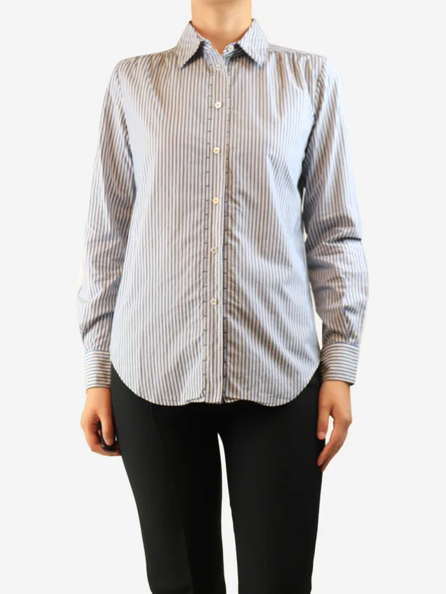 Loro Piana Blue striped shirt - size UK 10 in Blue from Sign of the Times