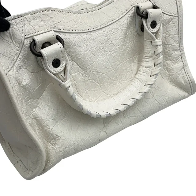 Balenciaga City 2way Bag White806395 Arena Lambskin Size Mini in Lambskin from GALLERY RARE, photo 7 of 18