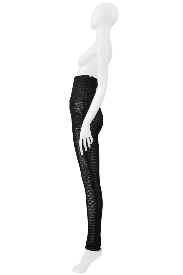 Chanel Black Open Mesh High Waisted Pants in Black Nylon from Resurrection Vintage, photo 6 of 8