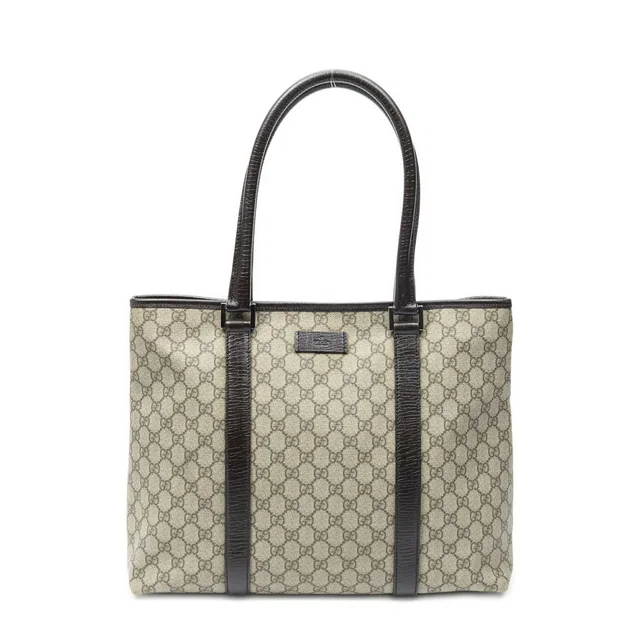 Gucci Large Open Tote Beige Brown GG Canvas in Brown Canvas from The Reluxe