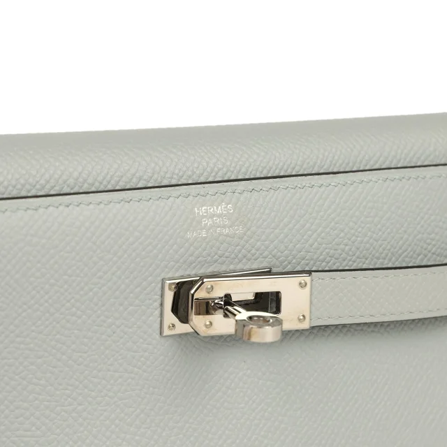 Hermès Medium Fold-Out Kelly Wallet Bleu Glacier Epsom Palladium Hardware in Blue Epsom leather from Madison Avenue Couture, photo 7 of 10