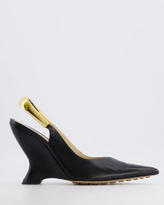 Bottega Veneta Punta Pointed Toe Slingback Pumps in Black Leather from Sellier