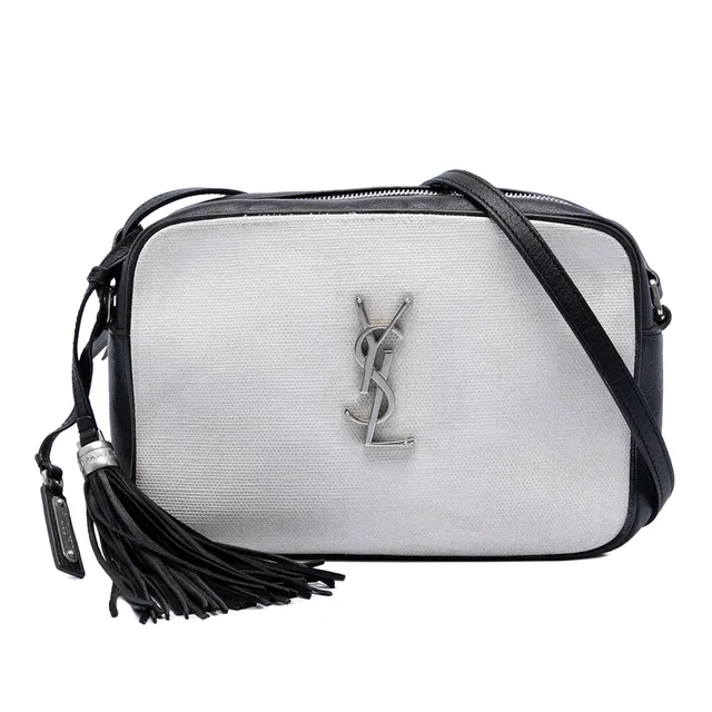 White Saint Laurent Canvas Monogram Lou Camera Bag in White Canvas from Designer Revival