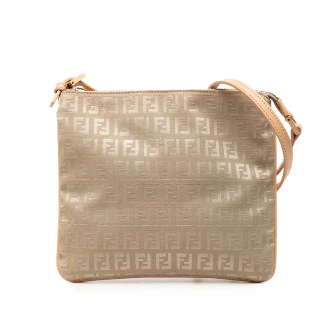 Beige Fendi Zucchino Canvas Crossbody in Beige Canvas from Designer Revival