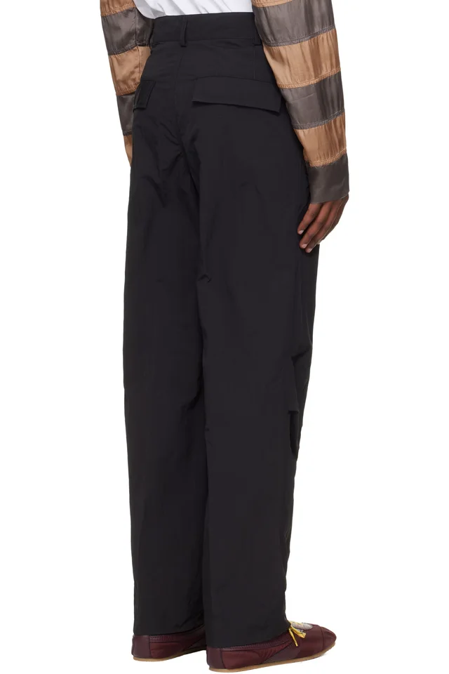 Dries Van Noten Black Taffeta Trousers, photo 3 of 4 from SSENSE