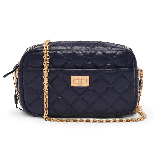 Chanel Aged Quilted Calfskin Mini Reissue Camera Case in Navy Calfskin from Blue Spinach