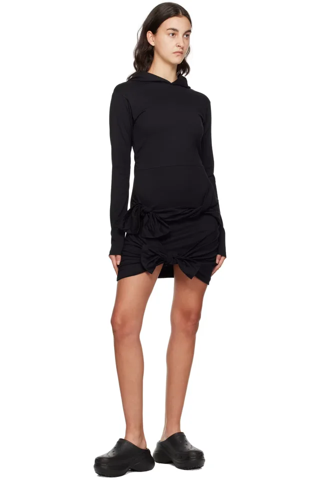 MSGM Black Hooded Minidress, photo 4 of 4 from SSENSE