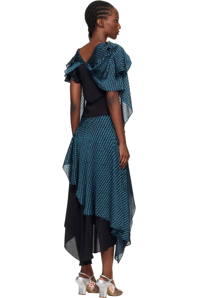 Kiko Kostadinov Black & Blue Plexus Midi Dress, photo 3 of 4 from SSENSE