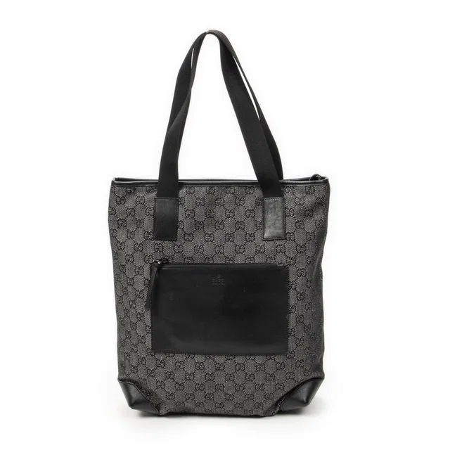 Gucci Vertical Black GG Denim Canvas Messenger Bag in Black Canvas from The Reluxe