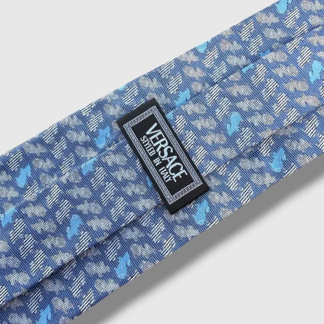 Versace Silk Necktie Mens Blue Seahorse Geometric Jacquard Italian Fabric in blue|white Silk from Poshmark