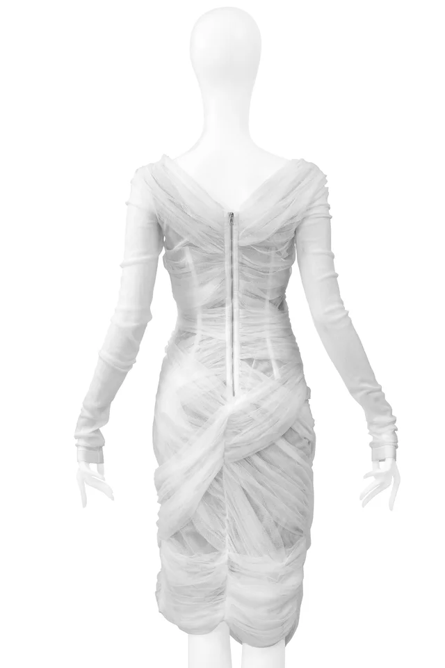 Dolce & Gabbana White Sheer Mesh Mummy Dress in White Nylon from Resurrection Vintage, photo 2 of 2