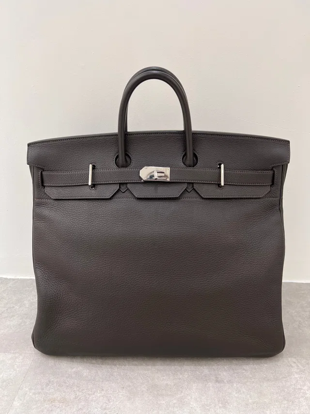 Hermès HAC 50 Marron Fonce Togo PHW #E Y2001 in Brown Togo leather from Luxury Promise