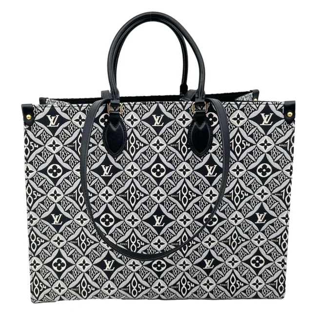 Louis Vuitton Onthego GM Since 1854 Jacquard Shoulder Bag Black in Black Leather from Dallas Designer Handbags