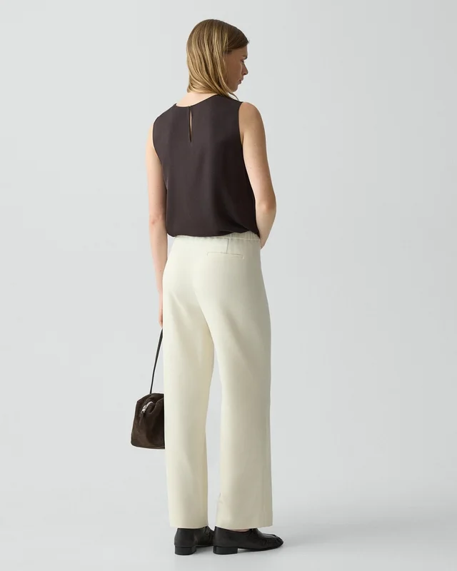 Theory Wide-Leg Pull-On Pant in Admiral Crepe, photo 4 of 6 from Theory